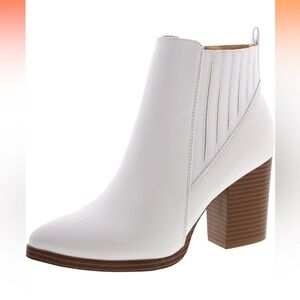 TOP Moda Womens Ankle Boots Chunky Stacked Mid Heel Elastic Chelsea